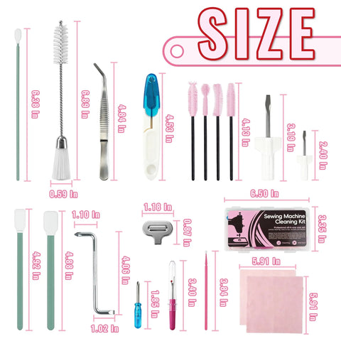 Go To 30 Piece Sewing Machine Cleaning Kit With Durable Storage Box Multi Brushes And Screwdriver Universal Maintenance Tools shown
