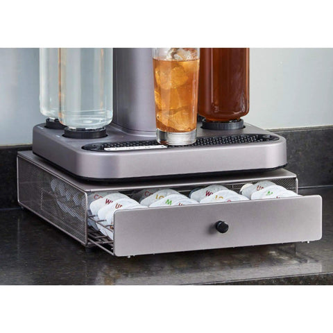 Cocktail Capsule Drawer for Bartesian, Holds 36 Pods With Smooth Glide Rolling Drawer, Silver Countertop Bar Organizer