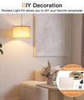 Plug And Play Boho Pendant Light With 16 FT Natural Linen Shade And Integrated On Off Switch Hemp Cord in cozy living space.
