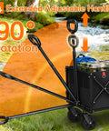 Extra Long 35 Inch Folding Wagon With Wheels, Heavy Duty Collapsible Utility Cart That Hauls 360 Pound Capacity with extended handle