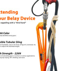 GM Climbing 16mm Nylon Sling Runner 60cm 24 Inch Fluorescent Orange 22kN Capacity CE and UIAA Certified in rappel setup