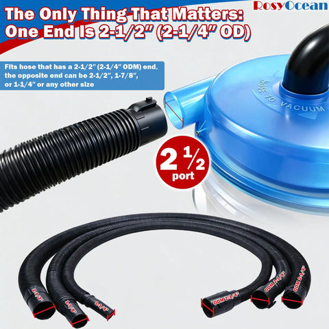 Low Profile Cyclone Dust Separator for 2.5 Inch Wet Dry Vacuums with Leak-Proof Sealing and Pre-Assembled Design in blue with hoses