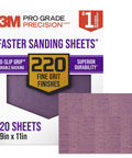Pro Grade No Slip Grip 220 Grit Sandpaper Set, 20 Sheets, 9 By 11 Inches, Wet Or Dry Sanding For Wood, Drywall, And Metal