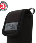 Laser Measurement Tool Holster With Soft Neoprene Case, Belt Loop And Carabiner Clip, Drop Protection For Digital Measuring Tapes, Travel Case For Bosch GLM Blaze DTAPE DT50 Mileseey And More, black neoprene pouch with carabiner