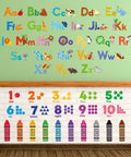 Animal Alphabet And Numbers Wall Decals Set For Kids Rooms Classroom Decor Peel And Stick Removable Letters ABC Educational