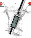 6 Inch Rechargeable Digital Caliper with Stainless Steel Vernier Micrometer submerged in water showing waterproof feature.