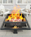 42 Inch Outdoor Fire Pit Heavy Duty Wood Burning Firepit With Poker For Camping Backyard Patio Beefy Steel Pit in use