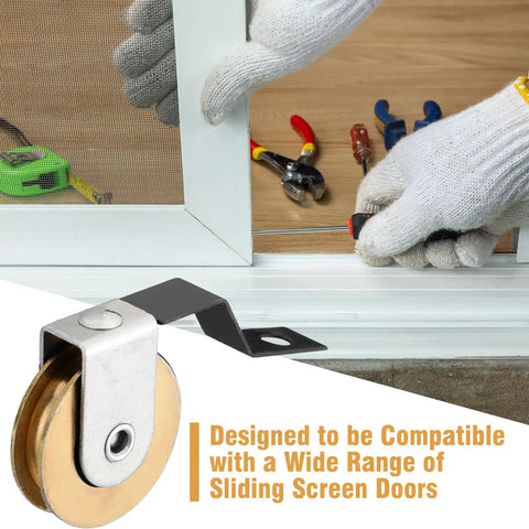 Person installing 4 Pack Sliding Screen Door Rollers With Tension Springs And 1 Inch Ball Bearings For Top And Bottom Tracks