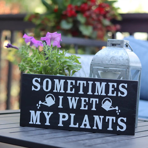 Funny Garden Sign For Outdoor Decor And Plant Lover Gifts, Solid Wood Garden Art For Women Who Garden on a table