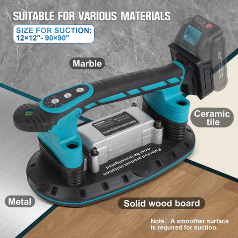 2 In 1 Tile Install Tool For 18V Battery Powered Handheld Tiling Vibrator With Enlarged Suction Cup on various surfaces