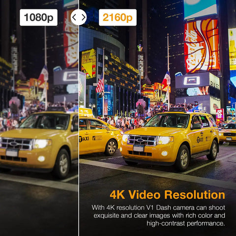 Comparison of 1080p and 2160p video quality with 4K Ultra HD GPS Dash Cam With 2.4 Inch LCD, WiFi, 170 Degree Wide Angle, G Sensor