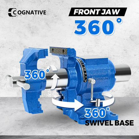 Heavy Duty 5 Inch Bench Vise With Ductile Iron Body 360 Degree Swivel Anvil 4000 Kg Clamp Blue Finish multipurpose workbench vise