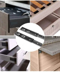 Four Pairs Of 8 Inch Beefy Heavy Duty Metal Ball Bearing Side Mount Drawer Slides Quiet Black Glide with Rubber Brake displayed in cabinets