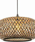 Bamboo Woven Pendant Light For Kitchen Island With Hand Woven Black Shades Chandelier Handmade Hanging Lamp Craft Lampshade