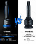 Top Shelf 1/2 Inch Drive T50 Torx Impact Sockets 2 Piece Set Built From Heavy Duty S2 Alloy Steel with manganese phosphate coating.