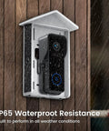Solar Charger For Video Doorbell Keeps Your Wireless Doorbell Running All Day In Sunlight, 5V 2.1W Micro USB Power Port, Waterproof Outdoor Accessory For 2nd Gen 2020 Video Doorbells And Non Wired Models shown on wall in rain