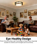 Living room with Ultra Bright 24W LED Ceiling Light Fixture 10 Inch Flush Mount providing daylight for family activities.