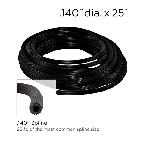 Charcoal Screen Repair Kit For 36 By 84 Inch Windows And Doors With Spline Tool And 0.140 Inch Spline coil, close-up view