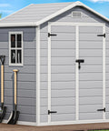 Sturdy 6x4.4 Ft Outdoor Resin Storage Shed With Reinforced Floor Lockable Door Window And Vent All Weather Bike And Tool Storage