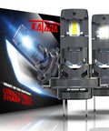 Two-pack H7 LED bulbs with packaging, 400% brighter, 6500K, plug and play for powersports and off-road clear white beam installation.