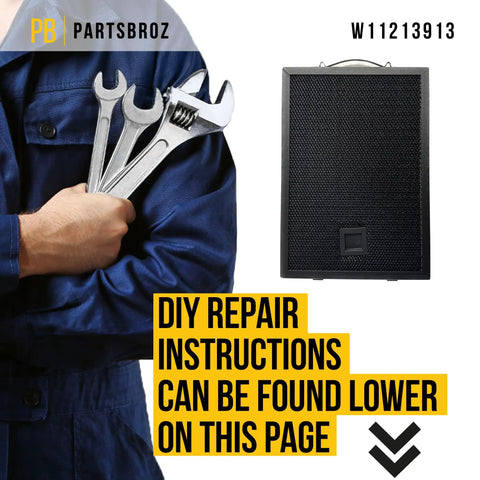 Grease Filter For Whirlpool Microwave Oven Combo Replacement W11213913 Equivalent To AP6339877 next to repair tools.