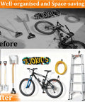 Before and after Heavy Duty Steel Garage Hooks 30 Pack With Anti Slip Coating For Bikes Ladders Garden Tools Hoses