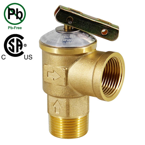 3/4 Inch IPS Tankless Water Heater Isolation Kit Easy Install With Pressure Relief Valve Brass Construction