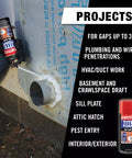 Person using Big Gaps Spray Foam Sealant That Expands To Fill And Insulate Up To Three Inches, 12 Fl Oz Can on external wall pipe.