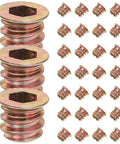 Threaded Metal Inserts For Wood M6x10mm 50 Pcs Seamless Cabinet Hardware with countersunk flange