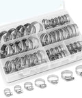 Heavy Duty 60Pc Hose Clamp Kit Set 1/4 to 1-1/2 Inch 304 Stainless Steel Worm Gear Clamps For Auto Intercooler Plumbing Pipe And Fuel Line, assorted sizes in storage case