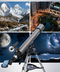 102mm Aperture Astronomy Telescope With 900mm Focal Length Dual Slow Motion Rods For Moon, Planets, Deep Sky Viewing display