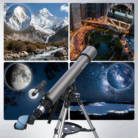 102mm Aperture Astronomy Telescope With 900mm Focal Length Dual Slow Motion Rods For Moon, Planets, Deep Sky Viewing display