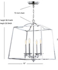 Chrome 4-Light Lantern Pendant Light, Adjustable LED Ceiling Fixture for Kitchen Island, Foyer, Entryway and Dining Room, ETL Listed dimensions
