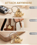 Sleek Silver Keychain With Chrome Tone Metal Charm, Screw Closure Wire Rope Loop attached to car key, backpack, and wallet.