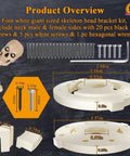 12 Foot White Giant Skeleton Head Bracket Kit Replacement Part with neck sides, 20 black screws, 5 white screws, and hex wrench