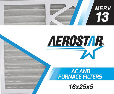 2 Pack 16x25x5 MERV 13 Pleated HVAC Filter For Furnace And Air Conditioner Traps Bacteria Dust and Viruses