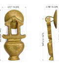 Golden Furnace Brass Cabinet Pulls Set of 2 3.5 Inch Floral Antique Style Solid Brass Handles side view with measurements