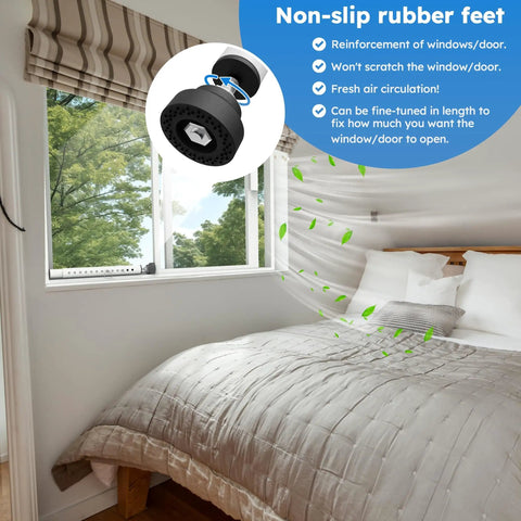 Bedroom window with Adjustable Window Jammer Bar For Sliding And Vertical Windows 11 To 18 Inch Inside Mount Security Bar installed