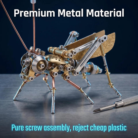Cricket 3D Metal Puzzle Kit With 160 Pieces, Mechanical Screw Assembly, Level 3 Of 5, About 3 Hours Build, No Glue Needed, Desktop Ornament, Cool Birthday Gift For Dad Or Husband, metal cricket model