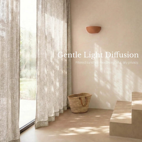 Rich Natural Linen Blend Farmhouse Curtains, 52 By 90 Inches, Two Panels, Rod Pocket And Back Tab Privacy With Light Filtering