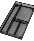 Compact Black Desk Drawer Organizer Tray With Four Compartments For Office And Home Use Non Slip Drawer Organizer For Pens Pencils Glue Sticky Notes Makeup School Supplies
