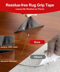 12 Pack Rug Gripper Tape Set For Area Rugs Non Slip Double Sided Carpet Tape Pads demonstration on hardwood and tile surfaces