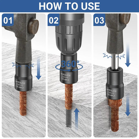 Steps to use 13 Piece Bolt Extractor Set With Half Inch Drive Impact Lug Nut Remover Socket Tool for rusty bolts