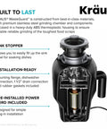 Cross-section of WasteGuard Beefy 3/4 HP Ultra Quiet Garbage Disposal With Quick Connect and included power cord and flange.