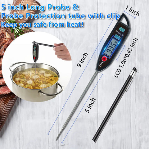 Digital Water Thermometer For Water And Liquids Candles And Cooking, Instant Read Food Thermometer Waterproof IPX7 With Long Probe