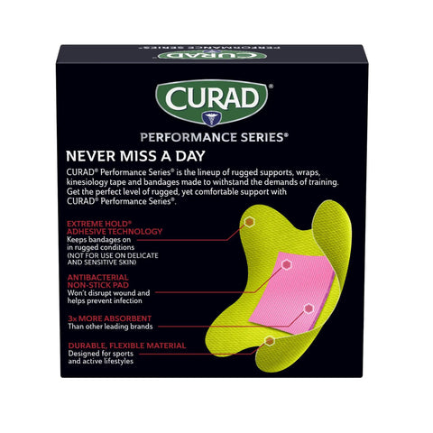 Tough As Nails Antibacterial Bandages For Elbows And Knees 3X3 Inch packaging showing features like antibacterial and absorbency.