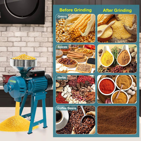 Beast Electric Grain Mill Grinder For Wet And Dry Cereals 3000W 110V Commercial Grade Grain Machine with funnel and grinding results