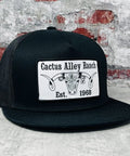 Western Style Adjustable Snapback Hat With Patch Logo In Black, Big Curl Embroidery, rugged vibe for cowboys and city folk.