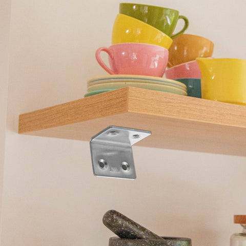 Heavy Duty Wall Mounted Shelf Brackets Set Of 10 90 Degree Right Angle Supports 304 Stainless Steel for kitchen shelves
