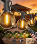 Outdoor String Lights 50 Ft Weatherproof With 27 Vintage Shatterproof LED Edison Bulbs For Backyard Gazebo Balcony